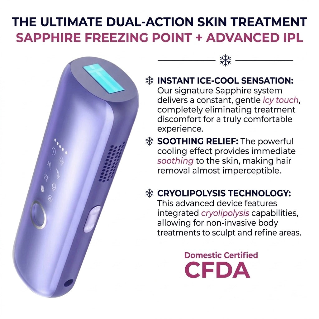 IPL Hair Removal Device with Cryolipolysis Cooling Skin Rejuvenation